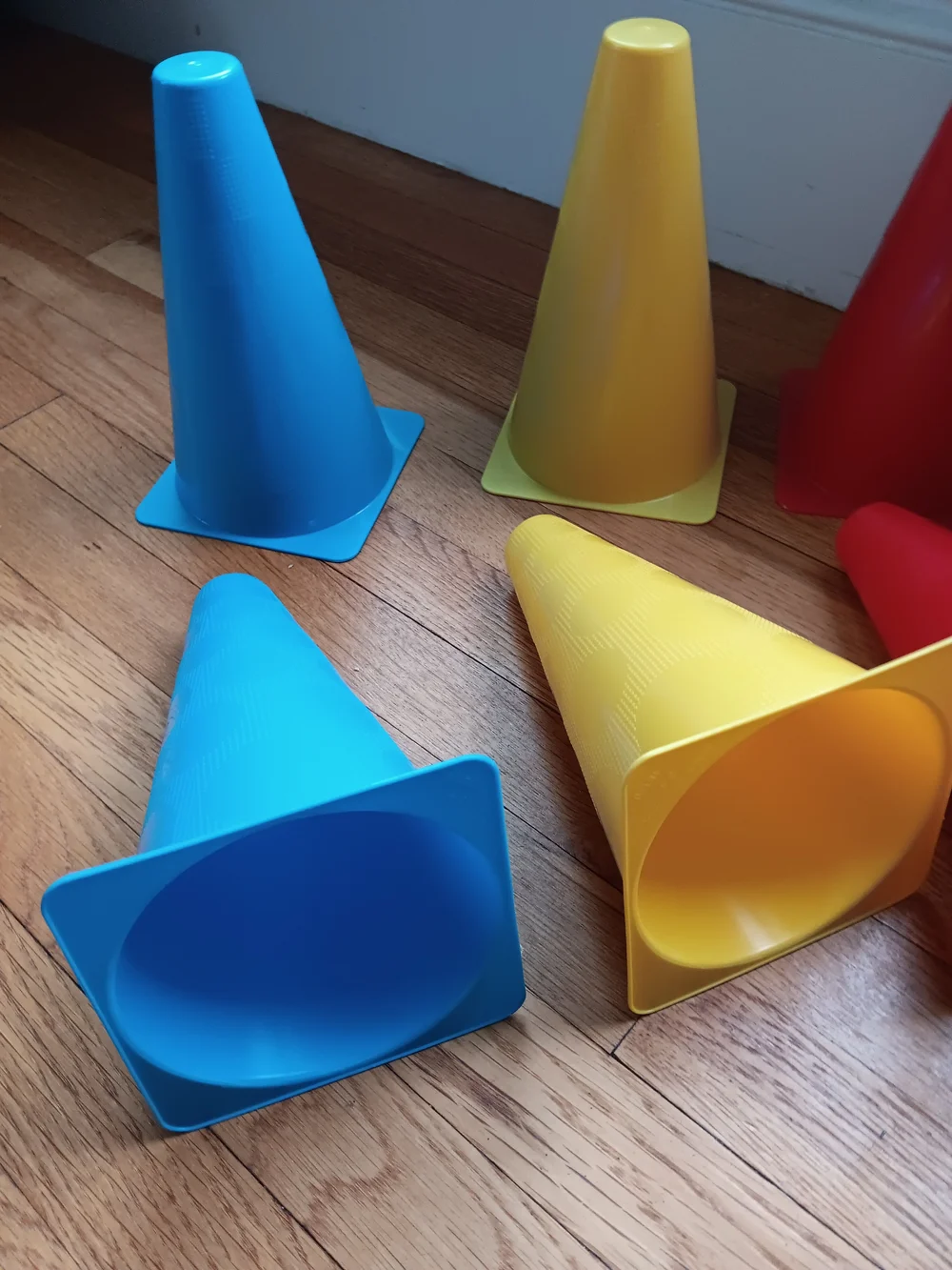 Melissa & Doug Bright Plastic Activity Cones - Blue, Yellow, Red, Orange
